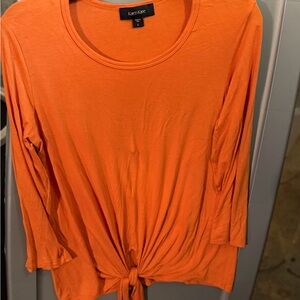 Karen Kane Orange Tie-Front Long Sleeve Tee